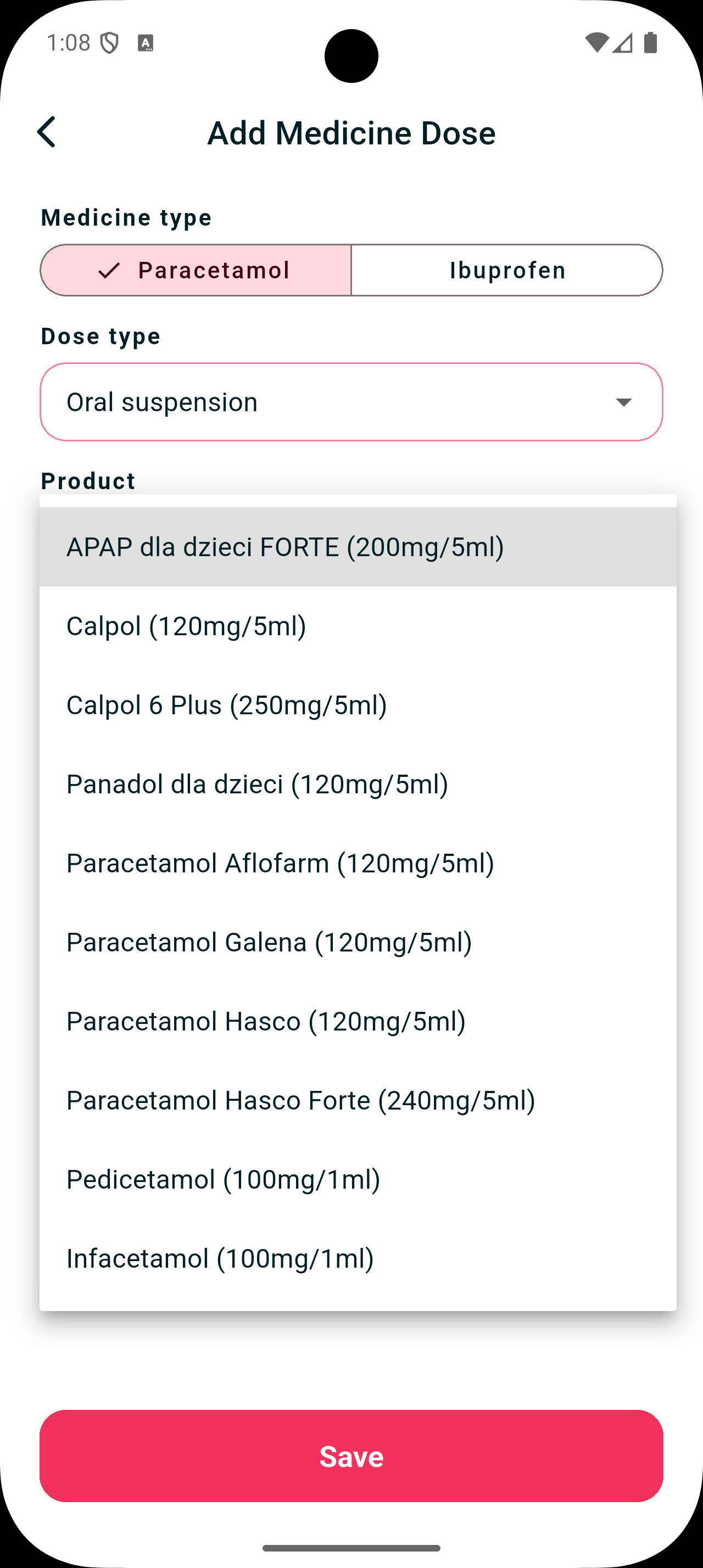 Add medicine dose screen